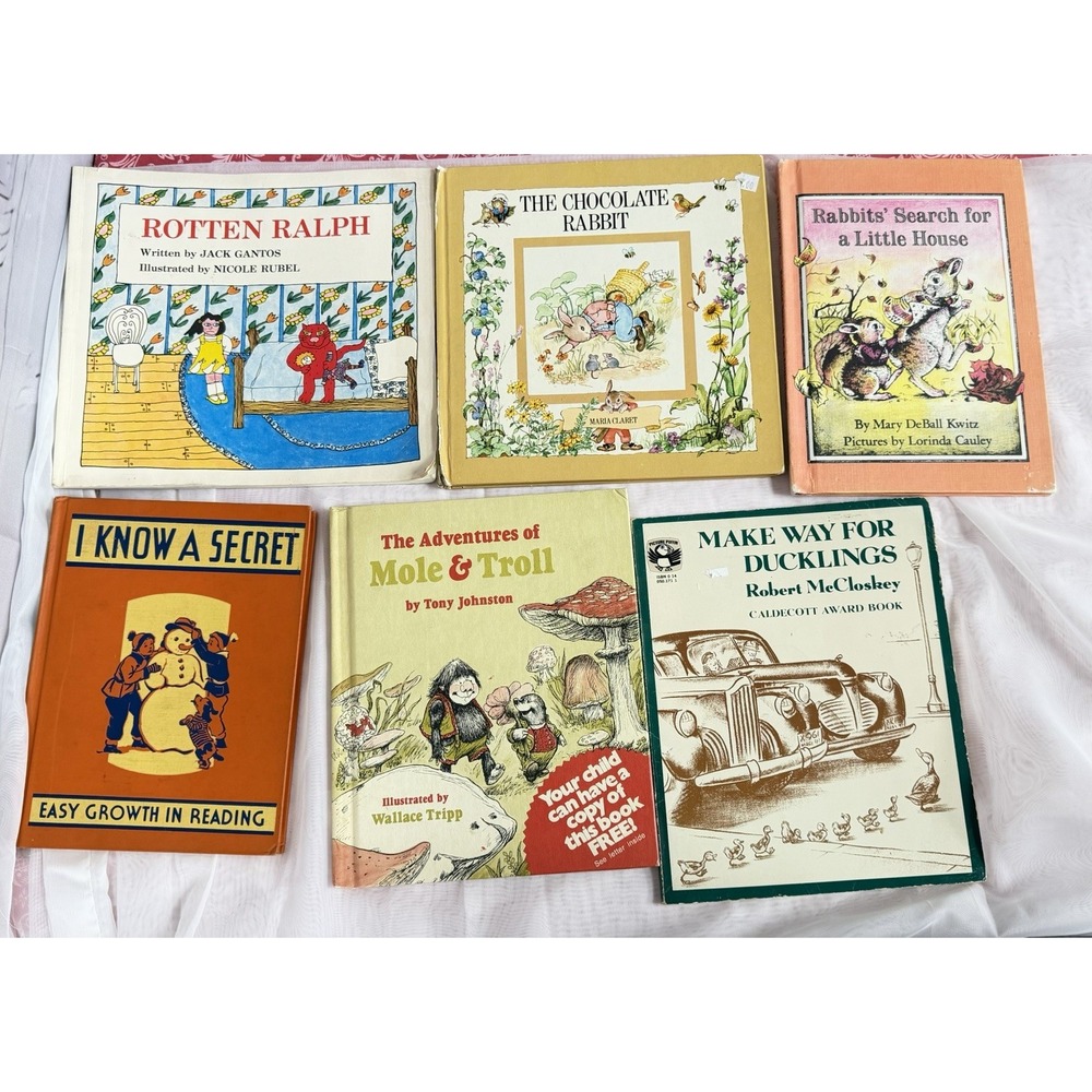6 Vintage Books: Rotten Ralph, The Chocolate Rabbit, Etc
